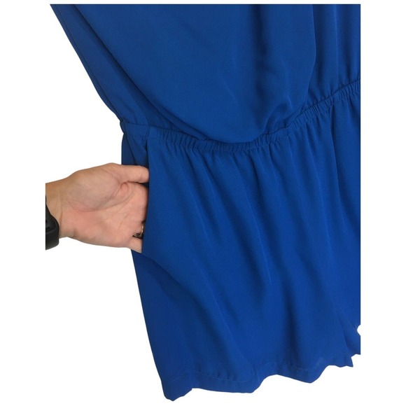Naked Zebra Womens Medium Romper One Shoulder Dressy Shorts Pockets Blue - Picture 2 of 12